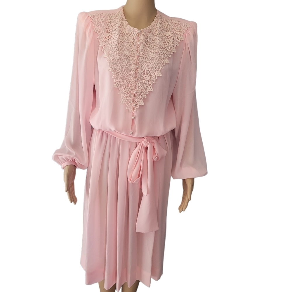 Vintage 70s Unbranded Women's Small Pink Prairie Boho Dress